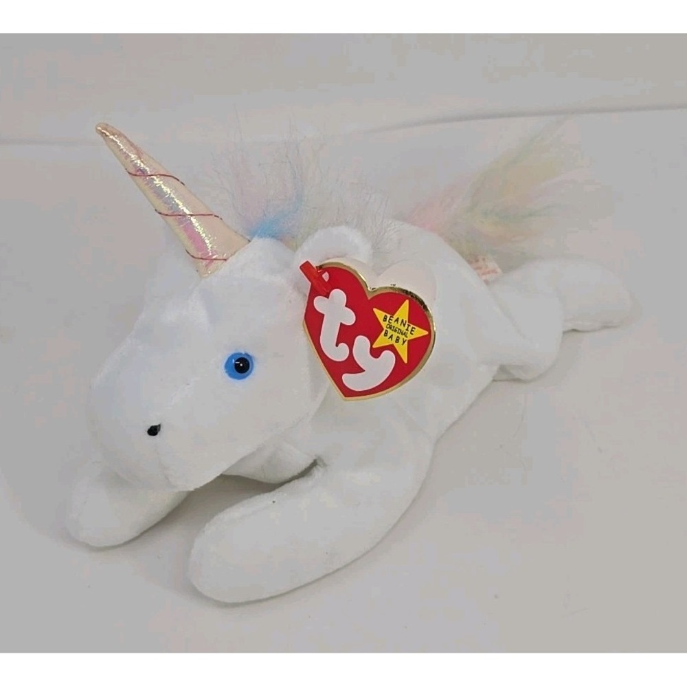1993 Ty Beanie Baby "Mystic" Retired Furry Mane Iridescent Horn Unicorn BB30